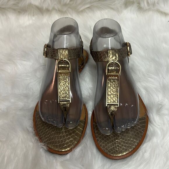 AERIN | Leather T-Strap Good Snake shin Sandals - Picture 3 of 11